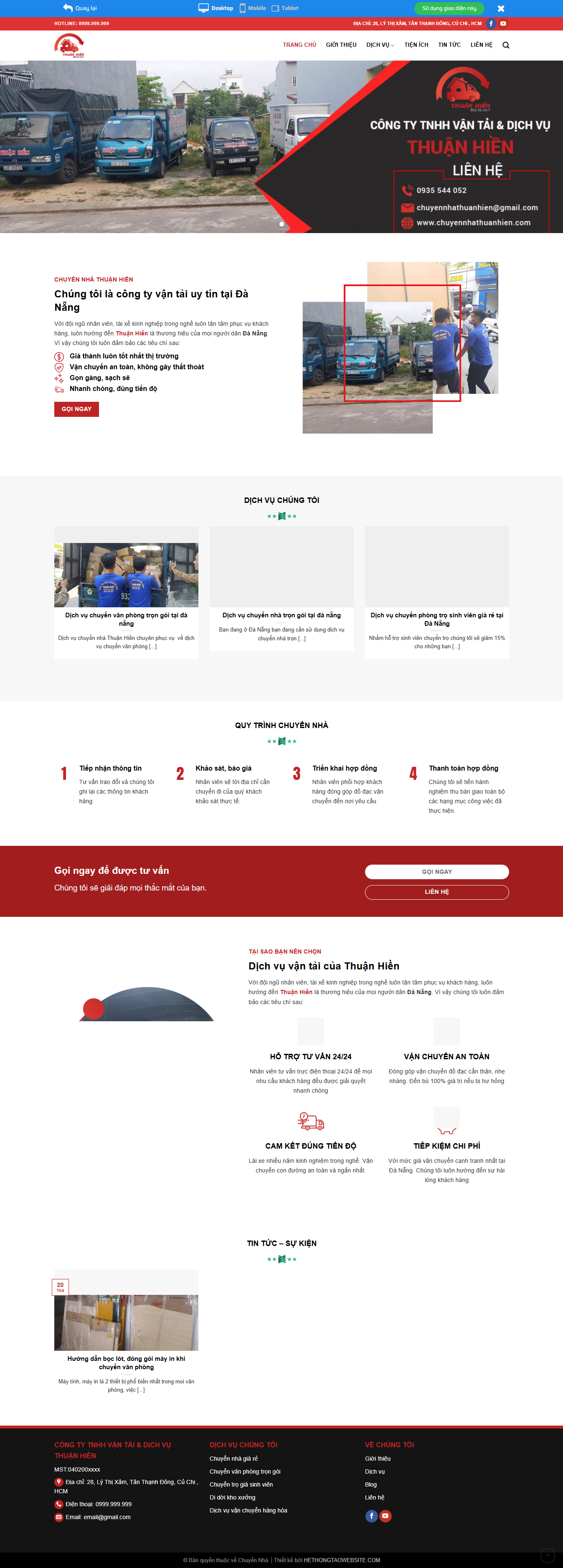 Web giới thiệu, trưng bày dành cho startup chuyển nhà trọn gói